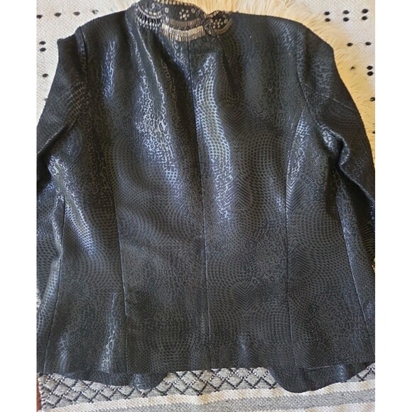 Chicos 1 Women’s Evening Jacket Open Black Velvet Flocked Rhinestone Beaded L/XL - Picture 8 of 8